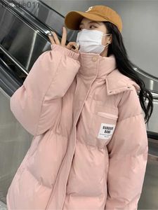 レディースダウンパーカーの女性服ピンクのフードドジャケット韓国スタイルファッション厚い暖かい女性パフ綿パッド入りのアウトウェア冬の新しいトップスL230920