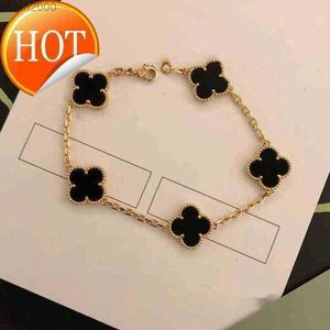 Classic Fashion 4/four Leaf Clover Bracelets Charm Bangle Chain 18k Gold Agate Shell Mother-of-pearl for Women Girl Wedding Mother' Day Luck men