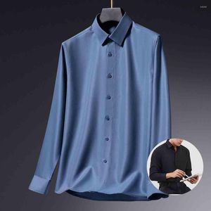 Camisas de vestido masculinas 17,3% lyocell 33,4% modal 2,5% lã manga longa marca de alta qualidade busniness escritório formal roupas masculinas 4xl