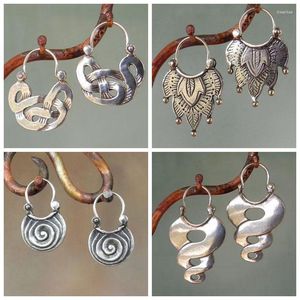 Baumelnde Ohrringe, Vintage-Stil, geometrisches Fächer-Design, Gypsy Curl, für Damen, Schmuck, Tribal, hohl, spiralförmig, gewunden, hängender Ohrring