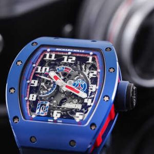 Richarmill Watch自動機械時計リストウォッチSwiss Seires Mens RM030 Blue Ceramic Side Red Paris Blue Ceramic Side Dial 42 7 50 mm Insura WN 308b li