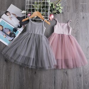 Mädchen Kleider Kinder Sommer Für Mädchen Solide Ärmellose Kinder Casual Kleid 3 4 5 6 7 8 Jahre Weste ärmeln Vestido