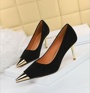 Metal Tip Woman Pumps Suede Women Shoes Sexy Nightclub Party Shoes Heeled Shoes Stiletto High Heels Plus Size 433751606