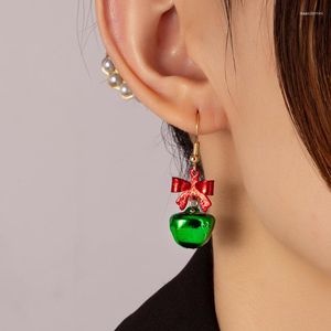 Dingle örhängen Renya trendig röd fjäril Bow Glitter Green Bell Drop Earring Christmas Day Merry Decoration Jewelry for Women Girls