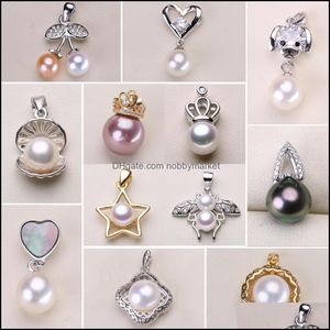 Jewelry Settings Fashion 925 Sterling Sier Pendant Zircon Solid Pearl 14 Styles Necklace For Women Blank Diy Gift Drop Delive Dhgarden Otoz5