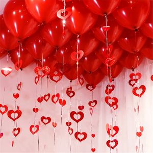 Dekoracja imprezowa 100pcs/Lot Red Heart Laser Cequined Rain Balon wisiorek romantyczny pokój ślubny akcesoria urodzinowe 230920