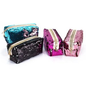 wholesale Astucci per matite con paillettes sirena di moda calda per studenti borse per cosmetici da donna pochette oro rosa nero 6 colori ZZ