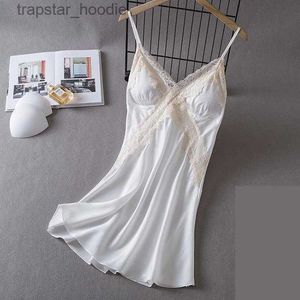 Sexy Set White Sexy Women Chemise Nightgown Loungewear Summer Satin Sleepwear Suspender Nightdress Dressing Gown Home Dresss Lingerie L230920