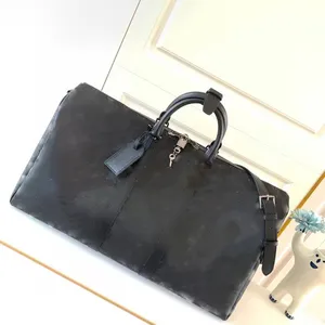 야외 가방 Keepall 55 고급 대용량 더플 백 체인 여행 가방 인쇄 스트라이프 레터 소프트 단일 대형 디자이너 수하물 가방 M40605 55x31x24cm