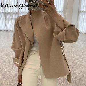 Women's Jackets Komiyama Korean Chic Drawstring Loose Casual Notched Collar Long Sleeve Trench Coats Autumn Winter Clothe 230919