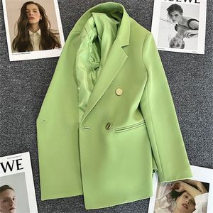 Kvinnors kostymer blazers vårens höstfast färg kostym elegant koreansk casual jacka mode lyxiga kvinnliga rockar splice office lady kläder 230920