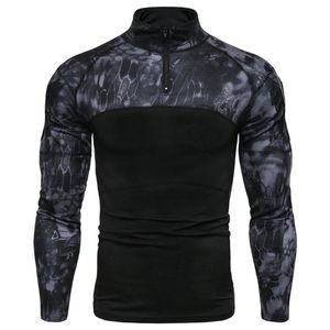 Men's Tracksuits Camouflage Tactical Military Men Clothing Combat Shirt Casual Fashion Tight Stand Collar T Shirt For Autumn 230919