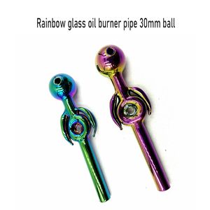 Wholesale 30mm Ball Glass Oil Burner Pipe Rainbow Thick Glass Hand Smoking Pipes with Different Balancer Water Pipe Smoking Accessories Free Shipping