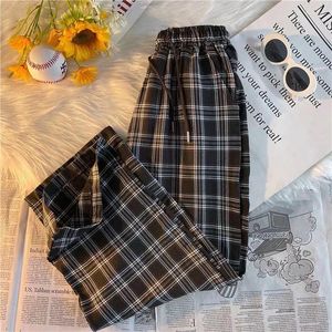Men's Pants Fashion Spring And Autumn Loose Straight Tube Black White Plaid Super Couple Street Casual Male
