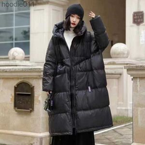 Women's 2023 Oversized White Duck Down Puffer Parka - Thick, Warm, Hooded Winter Coat in Korean Style