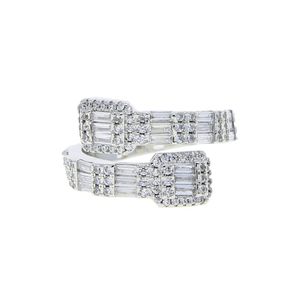 Hip Hop New Women Men's Baguette Anpassad justerbar ring Iced Out Bling Micro Pave CZ Punk Rap Open Size Finger Jewelry2817