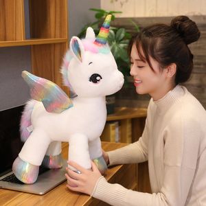 Bambole di peluche 1 pz 40 cm Fantastico Unicorno Peluche Arcobaleno con ali Farcito Unicornio Bambola Giocattoli per ragazza Bambini Regalo di compleanno Cuscino 230919