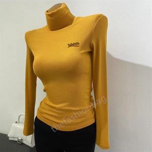 Fall Fashion Women's T -shirt långärmad bas svartvit färgdesigner lyxig bomull elastisk mjuk komfortkvalitet226h