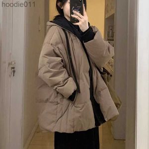 Women's Down Parkas Hooded Women Jacket Winter 2023 Warm Thick Female Cold Coat Korean Parkas Pocket Padding Long Sleeve Loose New in Outerwears L230920