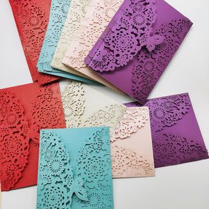 Gratulationskort Glitter Butterfly Wedding Invitations Kort Personlig Mariage Dopdop Dop Birthday Party Decoration Favor leveranser 230919