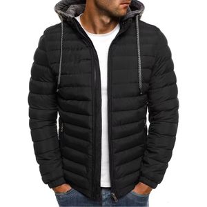 Piumino da uomo Parka da uomo all'aperto in cotone Tendenza moda Tinta unita Cappotto a maniche lunghe Giacca invernale calda con cappuccio Top con cerniera oversize 230920