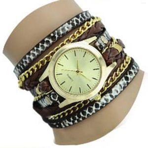 Taschenuhren Vintage gewebte Armbanduhr, verschleißfestes rundes Legierungsgehäuse für Geschäftsbüro, Treffen, Verabredungen
