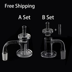 Grid Bottom Full Weld Quartz Charmer Banger with Hollow Pillar Cap 20mm OD Blender Fully Welded Beveled Edge Quartz Nails For Dab Rigs Bongs Pipes Smoking shop