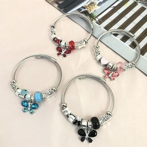 Strand Fashion Big Crystal Butterfly wisiorek Bransoletka dla kobiet impreza DIY Bewelryd biżuteria ze stali nierdzewnej