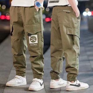 Trousers Boys Sweatpants Solid Cargo Pants Teenage MultiPocket Sports Kids Spring Autumn Casual Streetwear 414 Years Old 230920
