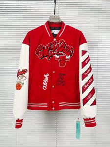 Mens Chicago designer baseball jackets World Best women plus size varsity Outerwear embroidered windbreaker MK sportswear hip hop spider bulls RED Luxury coat