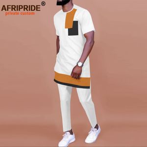 Herrspårar Herrens träningsdräkt Afrikanska kläder 2 -stycken Set Short Sleeve Dashiki Tops and Pants 2 Piece Outfits Blus Sports Suit A2216098 230920