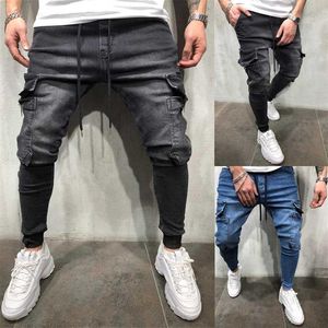 Men Jeans Hip Hop Sweatpants Skinny Motorcycle Denim Pants Zipper Designer Black Jeans Casual Male Trousers335k