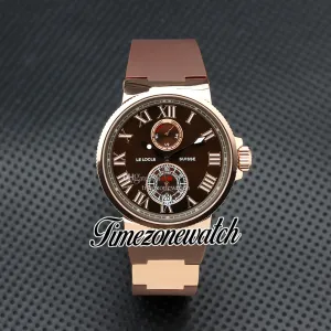 New Maxi Marine Dive 1185-126-3T/45 Automatic Mens Watch Brown Dial Roman Markers Power Reserve Rose Gold Case Brown Rubber Strap Gents Watches Timezonewatch Z01c