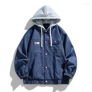 Men's Jackets Autumn Oversize Denim Jacket Men Cowboy Windbreaker Baggy Coat Fashion Korean Streetwear Hooded Jean Outerwear Clothing Male