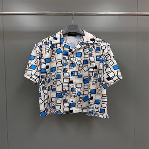2023 Early Autumn Polyester Twill Kort ärmskjorta med Pearl Shell -knappar - Bowling Shirt Style277R
