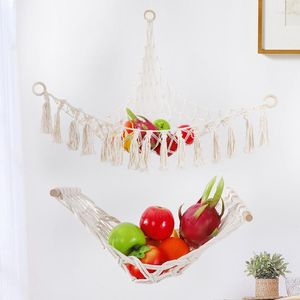 Tapissries Boho Tassel Woven Tapestry Wall Hanging Toy Storage Net Pocket Kitchen Fruit Basket Kawaii Decoration Bohemian Deco