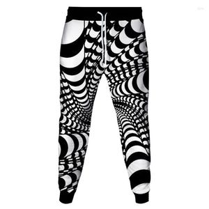 Men's Pants Black White Colorful Vortex Lattice Stripe Print Men Sweatpant Women Outdoor Casual Clothing Pant Party Wear Trousers Size S-6XL