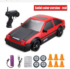 Diecast modelo carro controlado por rádio ae86 tração nas quatro rodas alta velocidade drift racing carregamento acordar crianças menino gtr sports 230920