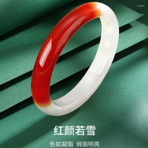 Bangle Red Jade Chalcedony Agate Armband Pure Natural Half Mountain Water Women's Fine Round Bar Size Ring Neck