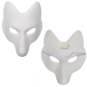 Kostymtillbehör Maskerade fester japanska kabuki kitsune rävar maskerar japanska anime cosplay halloween fest kostym rekvisita med elastiskt bälte