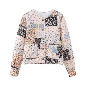 Flor das mulheres jaquetas moda feminina acolchoado jaqueta solta casual botão manga longa casaco de algodão outono feminino elegante floral outerwear k121