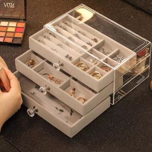 Jewelry Boxes three layer clear drawer earrings bracelet storage box Earrings ring jewelry 230920