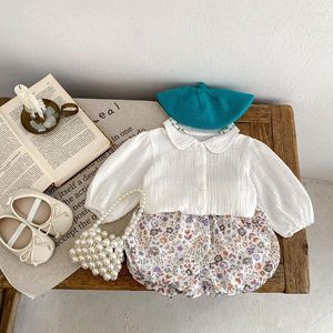 Conjuntos de roupas Milancel Baby Set Pure Shirt e Floral Bloomer 2 Pcs Girls Suit