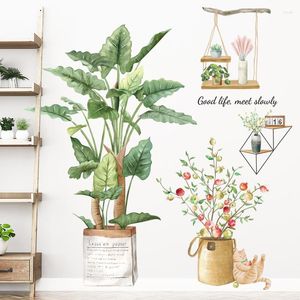 Wallpapers Planta Verde 3D Adesivos de Parede Folhas Decalques Sala de estar Quarto Pássaros Home Decor Poster Mural PVC Decoração