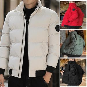 Herrjackor Autumn Winter Men Cotton Hooded Jacket Solid Color Zipper Outdoor Travel Vandring Casual Fashion