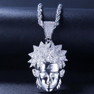 14K Altın Buzlu Çıkış CZ Bling Naruto Kolye Kolye Erkek Hip Hop Mikro Pave Kübik Zirkonya Simüle Elmaslar Kolye GB1286286U