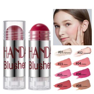 Blush HANDAIYAN 8Colors Blush Highlighter Bronzer Contour Shadow Cream Cheek Blusher Blush Stick Face Makeup Pink Blusher 230919
