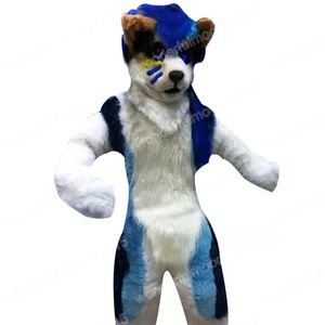 Performance Long Fur Husky Dog Mascot Costumes Carnival Hallowen presenter unisex vuxna fancy spel outfit semester utomhus reklamdräkt kostym