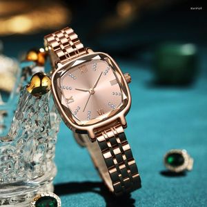 Наручные часы Квадратные женские кварцевые часы со стразами и бриллиантами Многогранное зеркало с тонким ремешком Часы Модный тренд Браслет Reloj Paea Mujon V1
