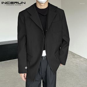 Mäns kostymer incerun topps 2023 koreansk stil en knapp silhuett design kostym jackor casual stilig manlig solid lapel blazer s-5xl